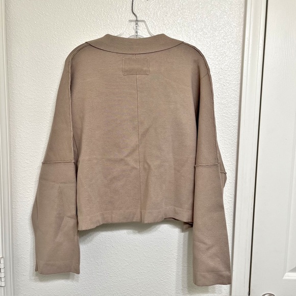 We the Free Free People Sadie Crop Sweater Knit Blazer Taupe Brown Tree House XL - Picture 4 of 8